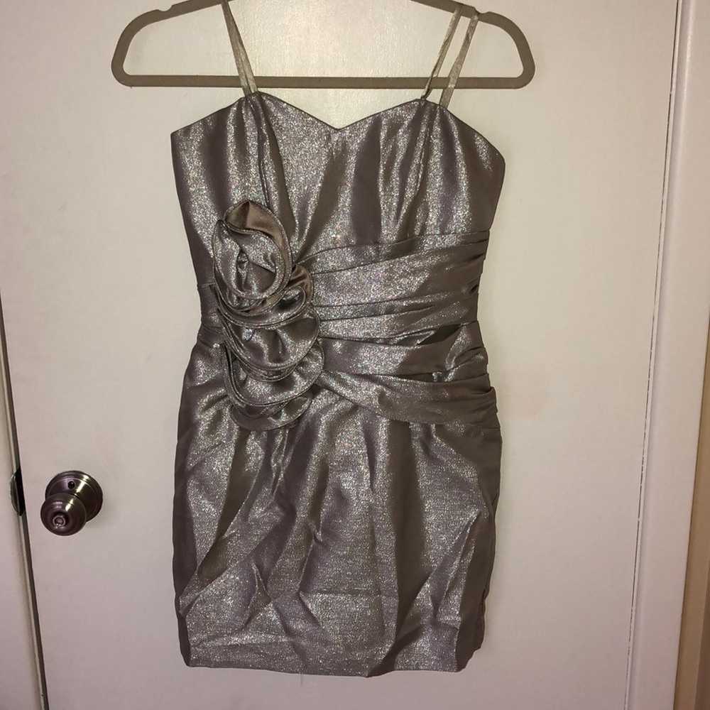 Jill Stuart Silver strapless mini dress size 4